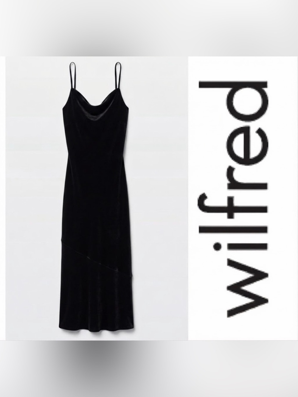 Wilfred Michelet Black Velvet Midi Slip Dress Aritzia with Silk